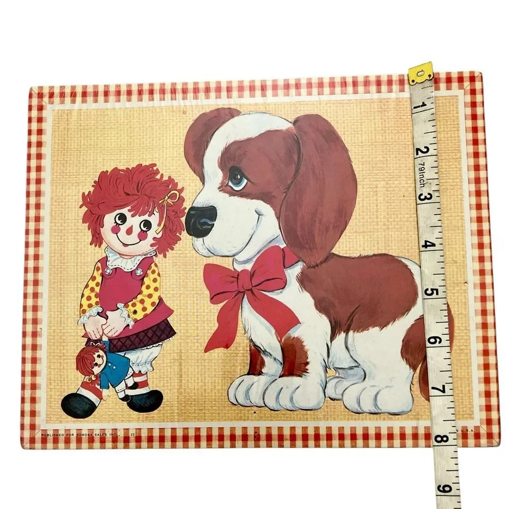 New in Packaging Vintage Raggedy Ann and Puppy Wall Plaque